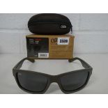 Pair of Fox Chunk eyewear with khaki frame and grey lens