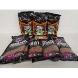 4 bags of Mainline high impact boilies (1kg) in fruit-tella flavour with 3 bags of Sonubaits fishing