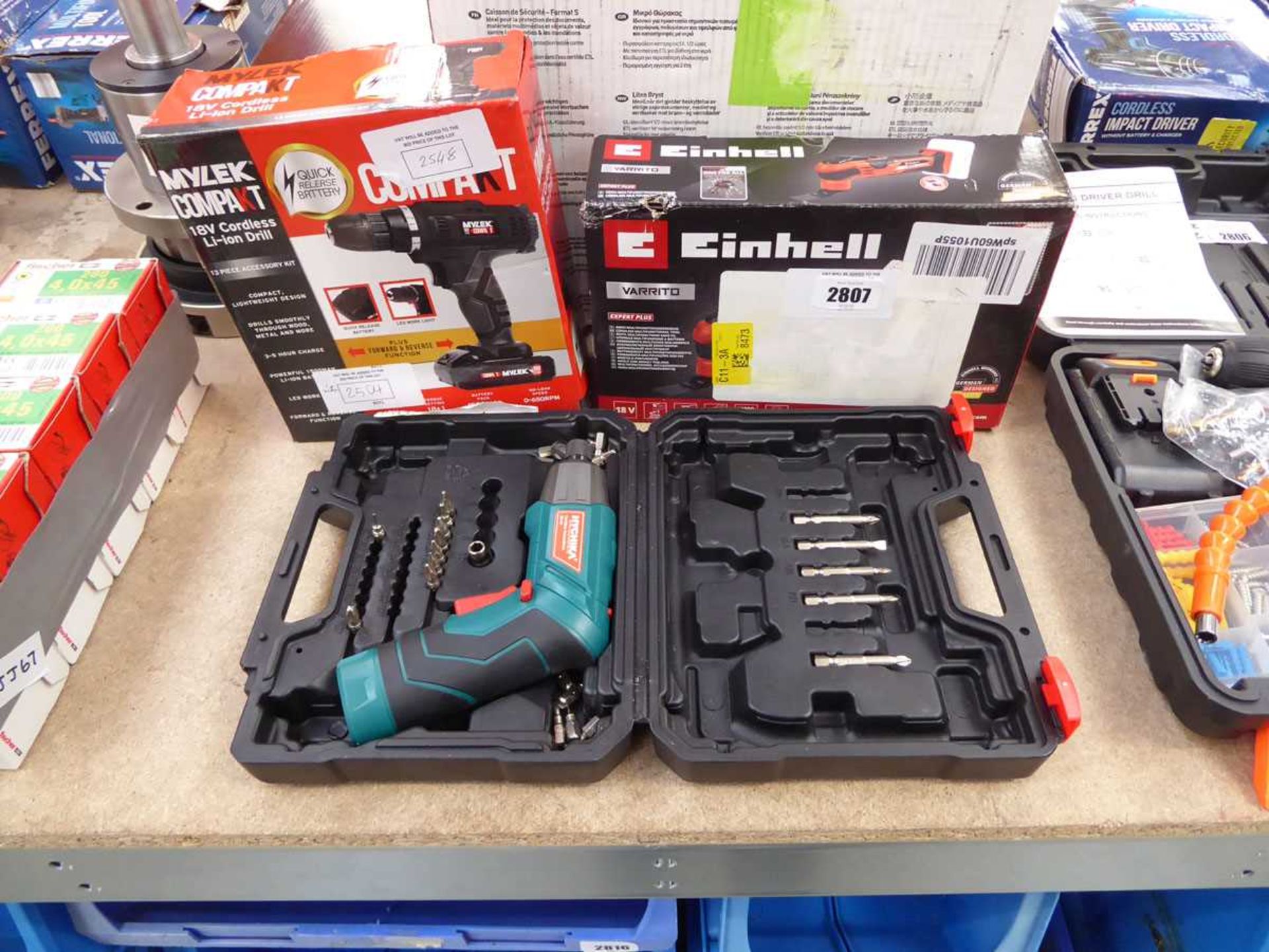 +VAT Boxed Einhell cordless multi function tool, cased cordless Hychika screwdriver and Compakt