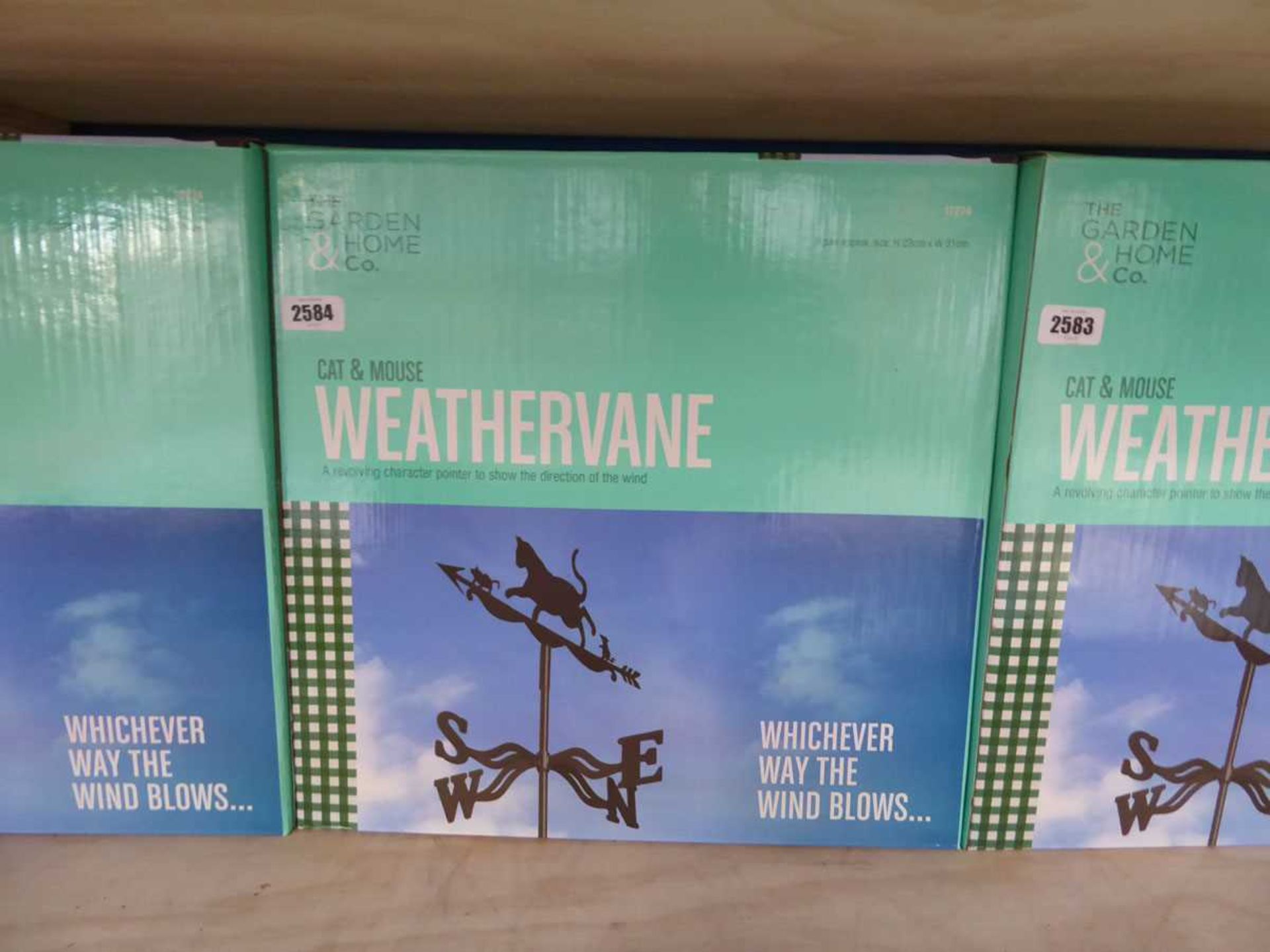 Boxed cat and mouse weather vane