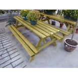 Wooden slatted picnic bench