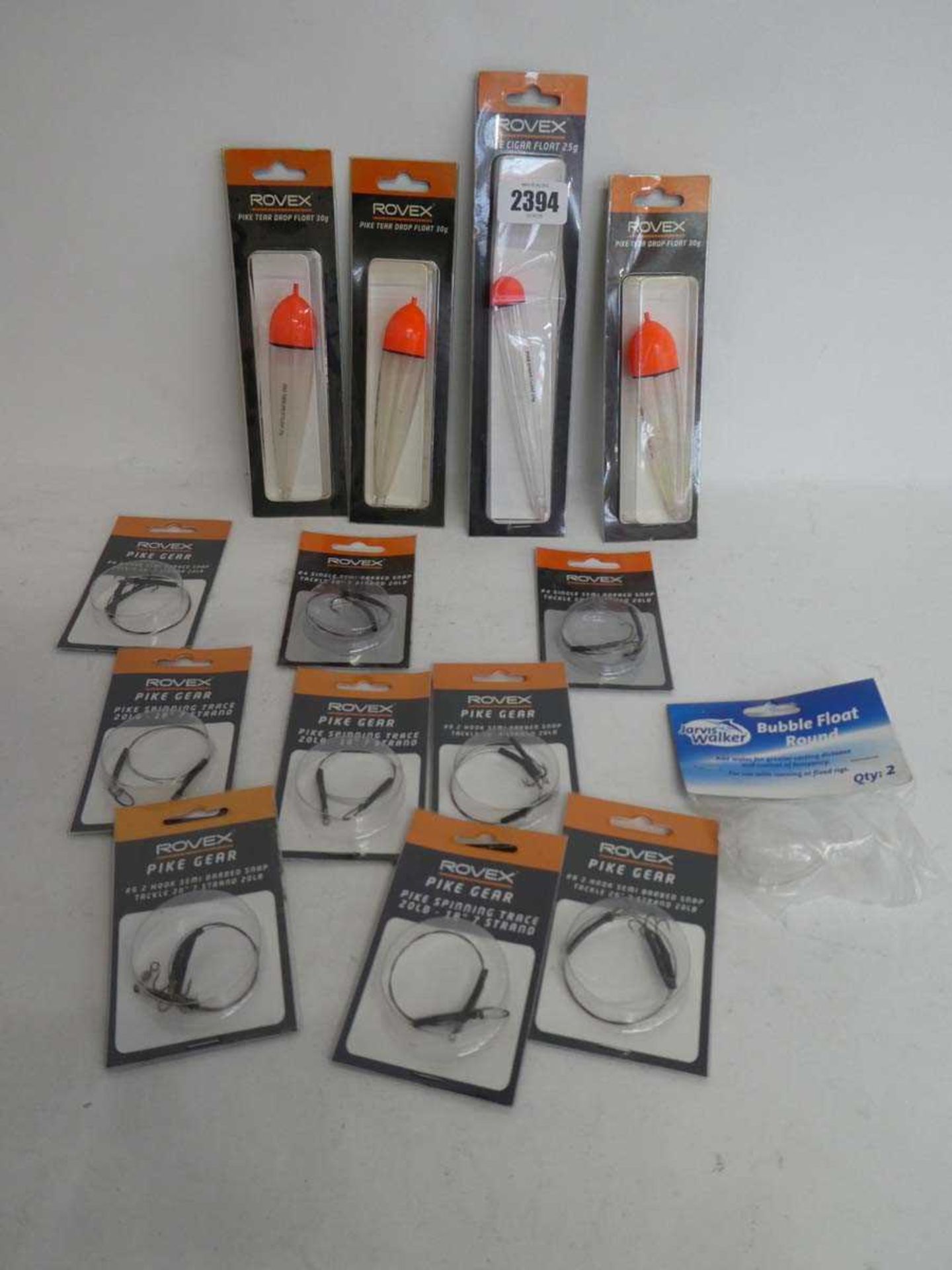 Quantity of assorted pike terminal tackle incl. floats, 20" wire traces, etc. by Rovex