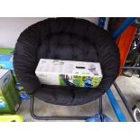 +VAT Boxed Cascade high back camping chair, together with a black button back folding camping chair