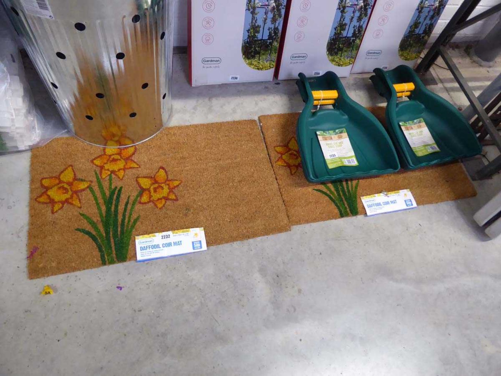 Pair of daffodil coir floor mats