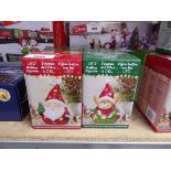 +VAT 4 ceramic LED light up holiday figurines in the form of Santa, 2 penguins, teddy bear
