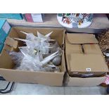 3 boxes of mixed Christmas decorations incl. large white hanging glitter stars, vintage baubles,