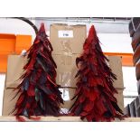 +VAT 7 boxes containing approx. 56 2 tone red feathered Christmas tree table decorations