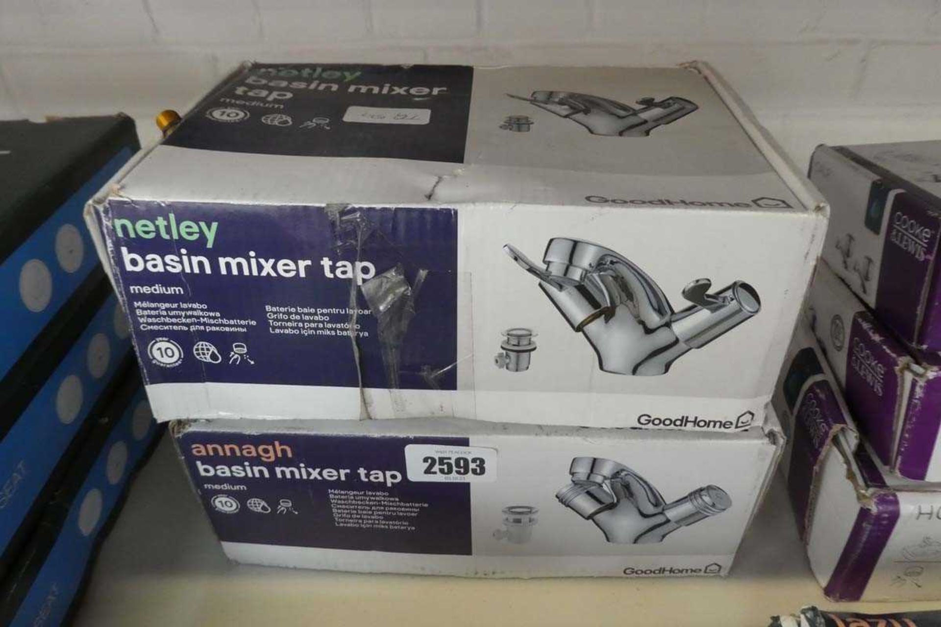 2 boxed chrome basin mixer taps, made by Good Home, Series Netley and Annagh