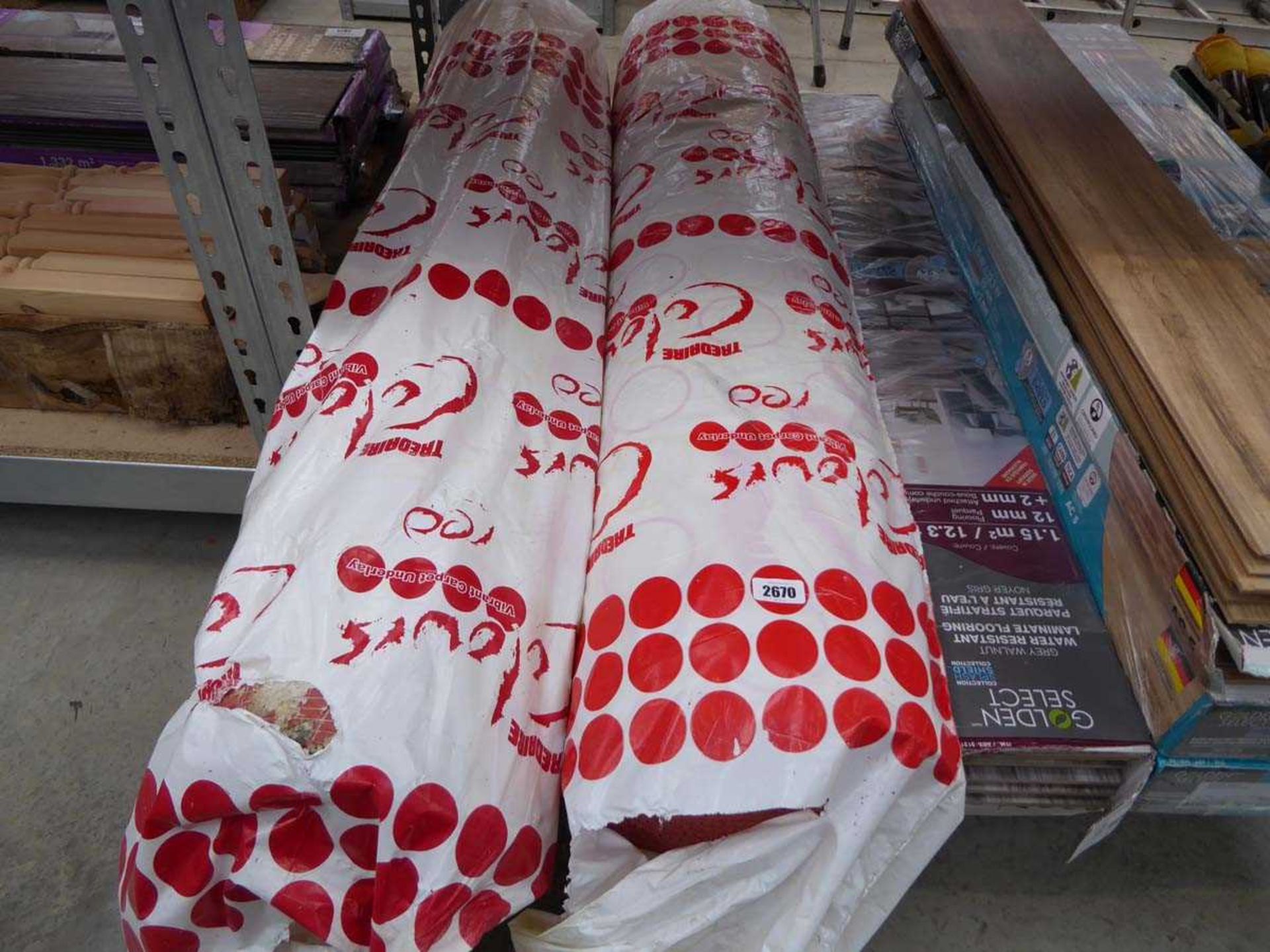 2 large rolls of carpet underlay