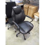 +VAT Black leatherette twin armed office arm chair on 5 star base