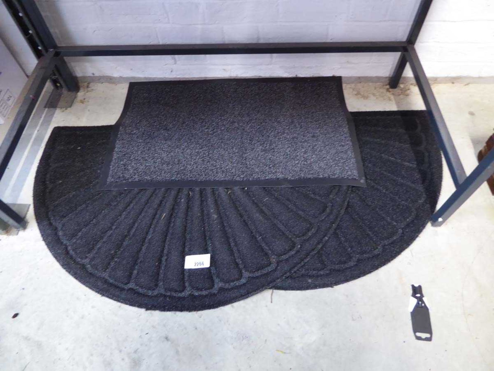 +VAT 2 large black semicircular doormats, with a small rectangular mat