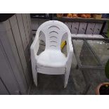 Set of 4 white plastic garden armchairs