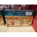 +VAT Boxed set of 6 Christmas themed brass candle holders