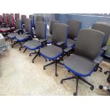 Set of 5 blue and grey office armchairs on 5 star base