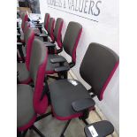 Set of 5 pink and grey office armchairs on 5 star base