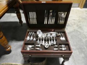 Mahogany cutlery buffet containing a large quantity of Sheffield steel cutlery