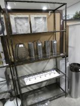 +VAT Metal framed free standing shelving unit with tempered glass shelves