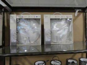Pair of modern white and silver wall clocks, for Home or Garden, made by The Garden & Home Company