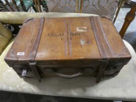 Vintage leather banded RAF stamped suitcase