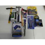+VAT Selection of mixed tools incl. Roughneck pickaxe, Energizer torch, hammer, saw, nail gun, etc.
