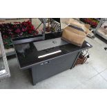 +VAT Black metal framed glass top rectangular garden coffee table with integrated gas burner