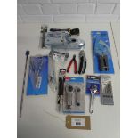 +VAT Bag containing mixed tools incl. nut splitter set, adjustable wrench, Bosch drill bits, pliers,