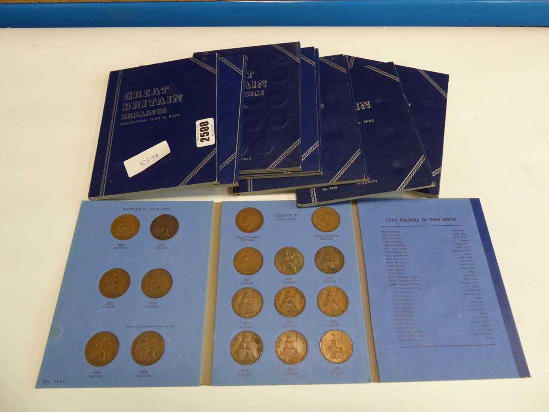 Collection of 8x Whitman coin folders, some full and some with coins missing