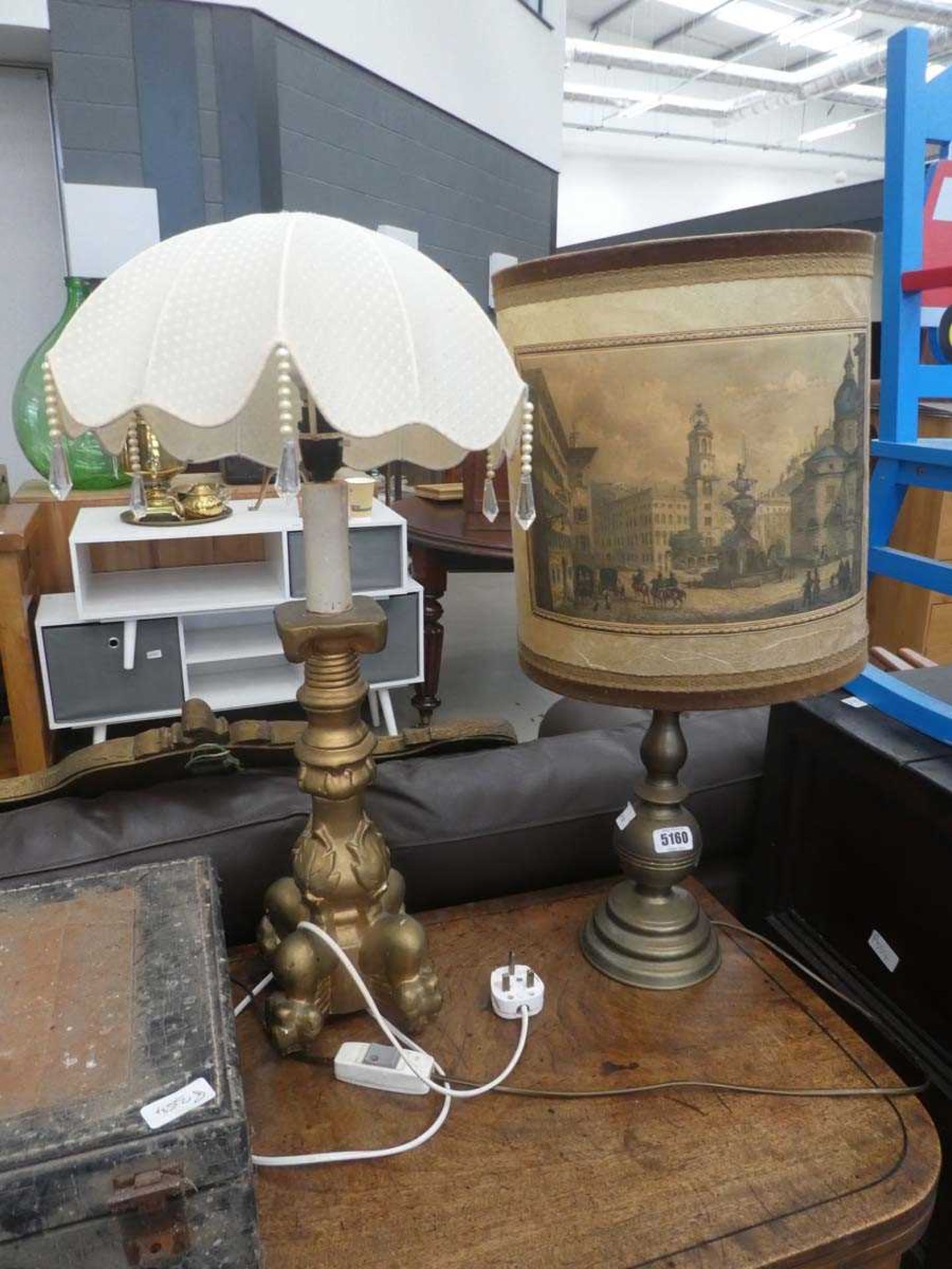 2 x brass and gold painted table lamps