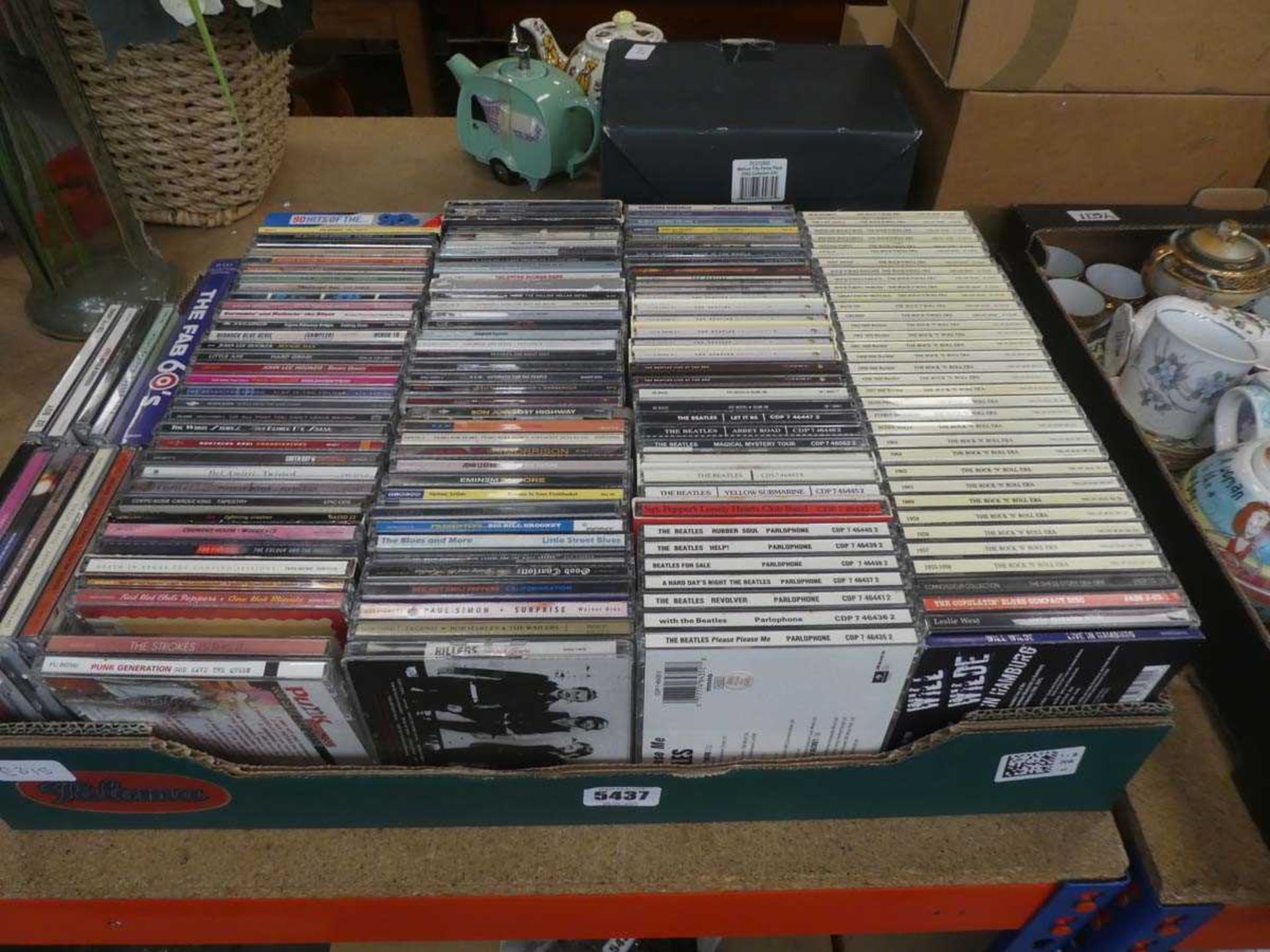 Box containing a collection of CD's