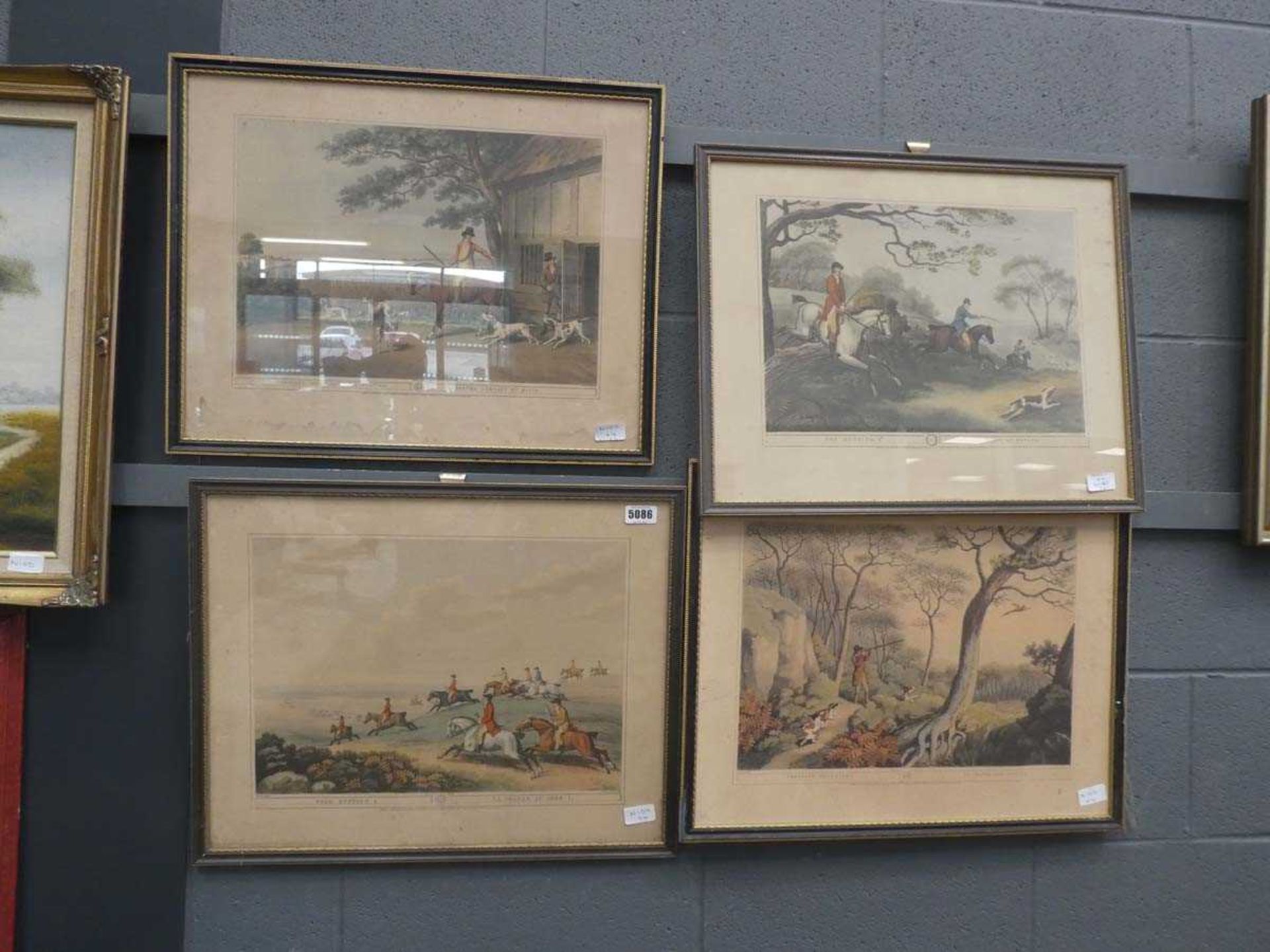 Four framed and glazed hunting engravings