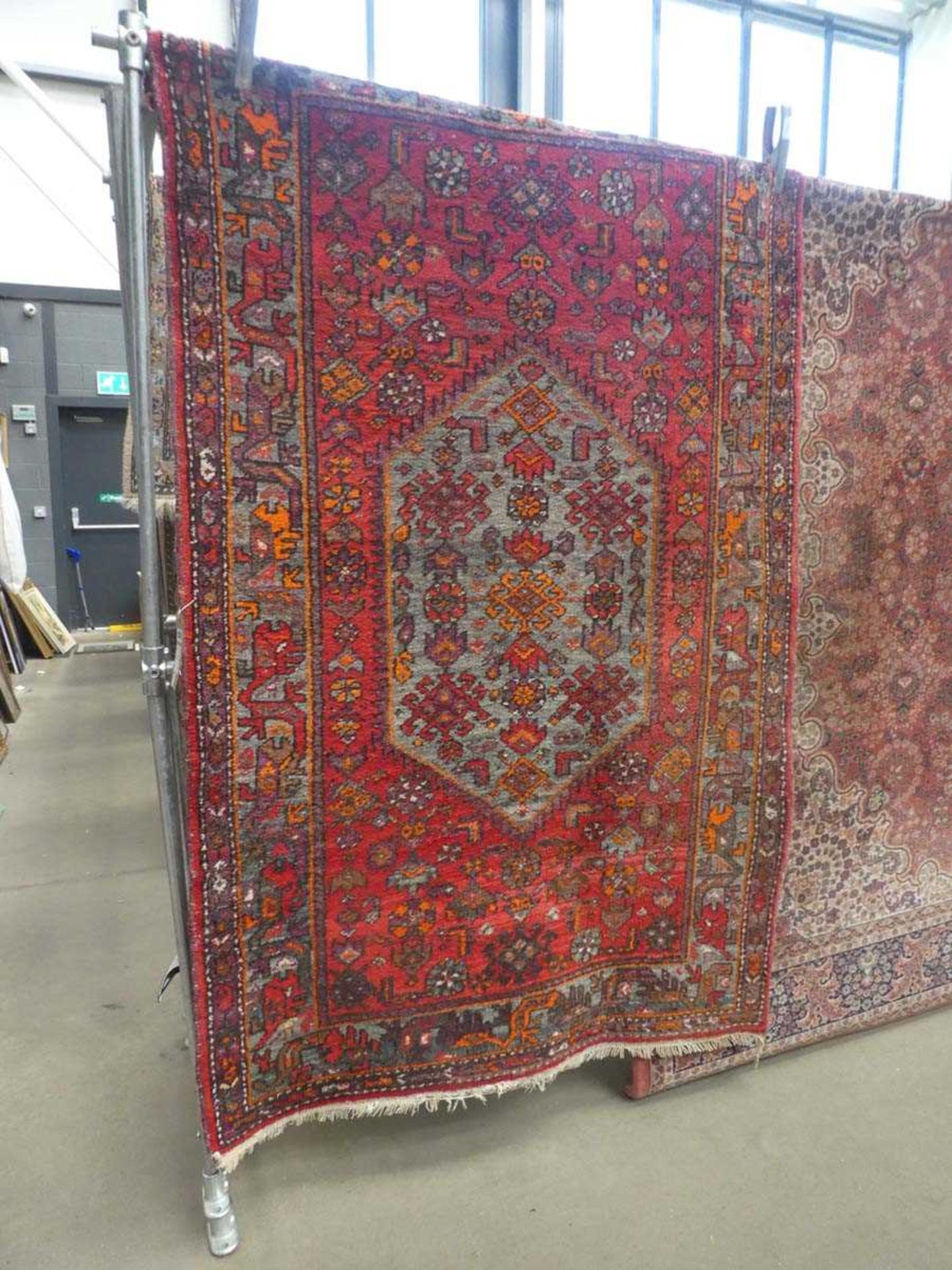 (2) Woolen Iranian floral mat with central medallion