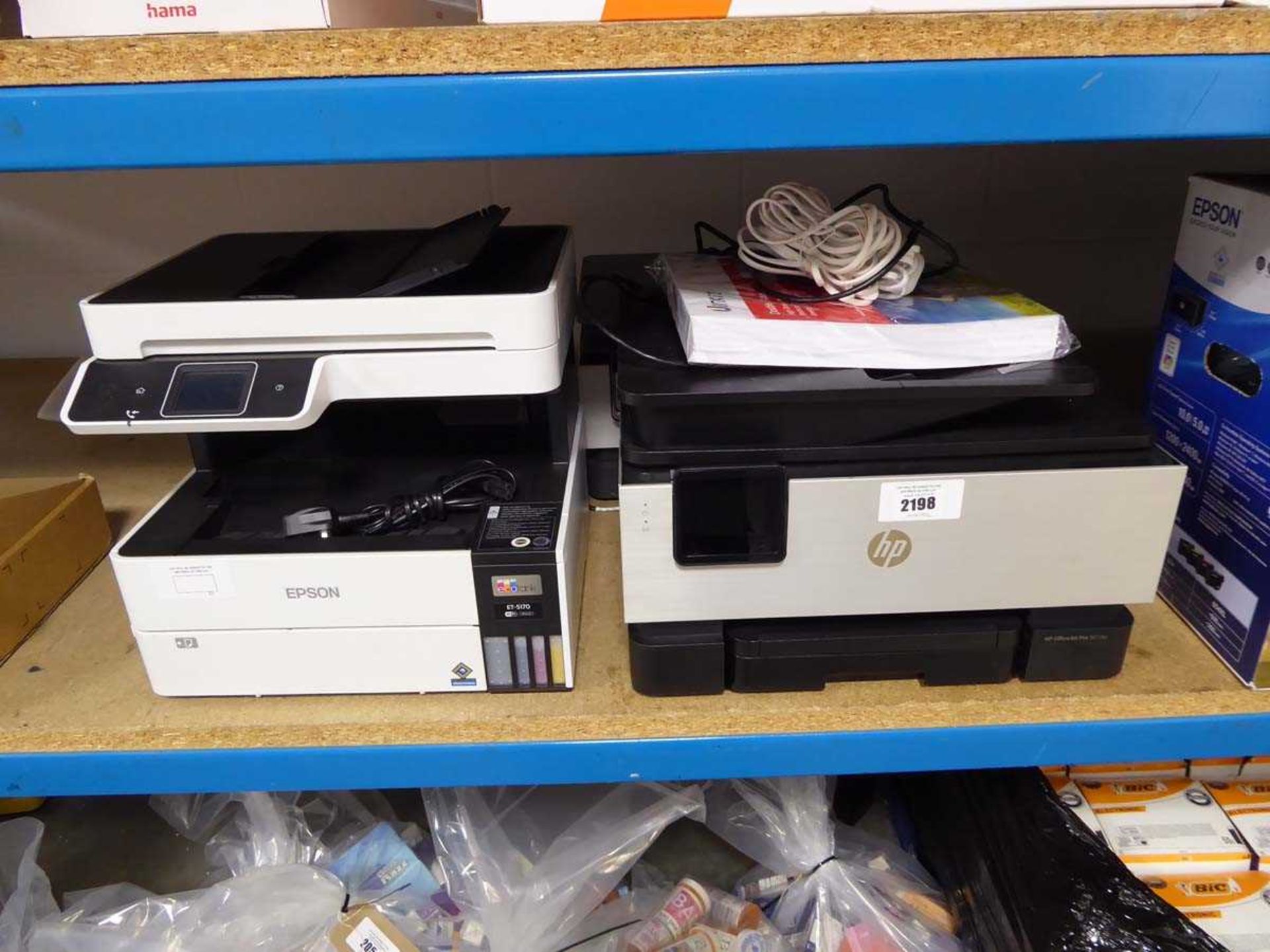 +VAT 2 x unboxed printers and some high gloss printing paper, includes a HP Office Jet Pro 9019E, - Image 2 of 2