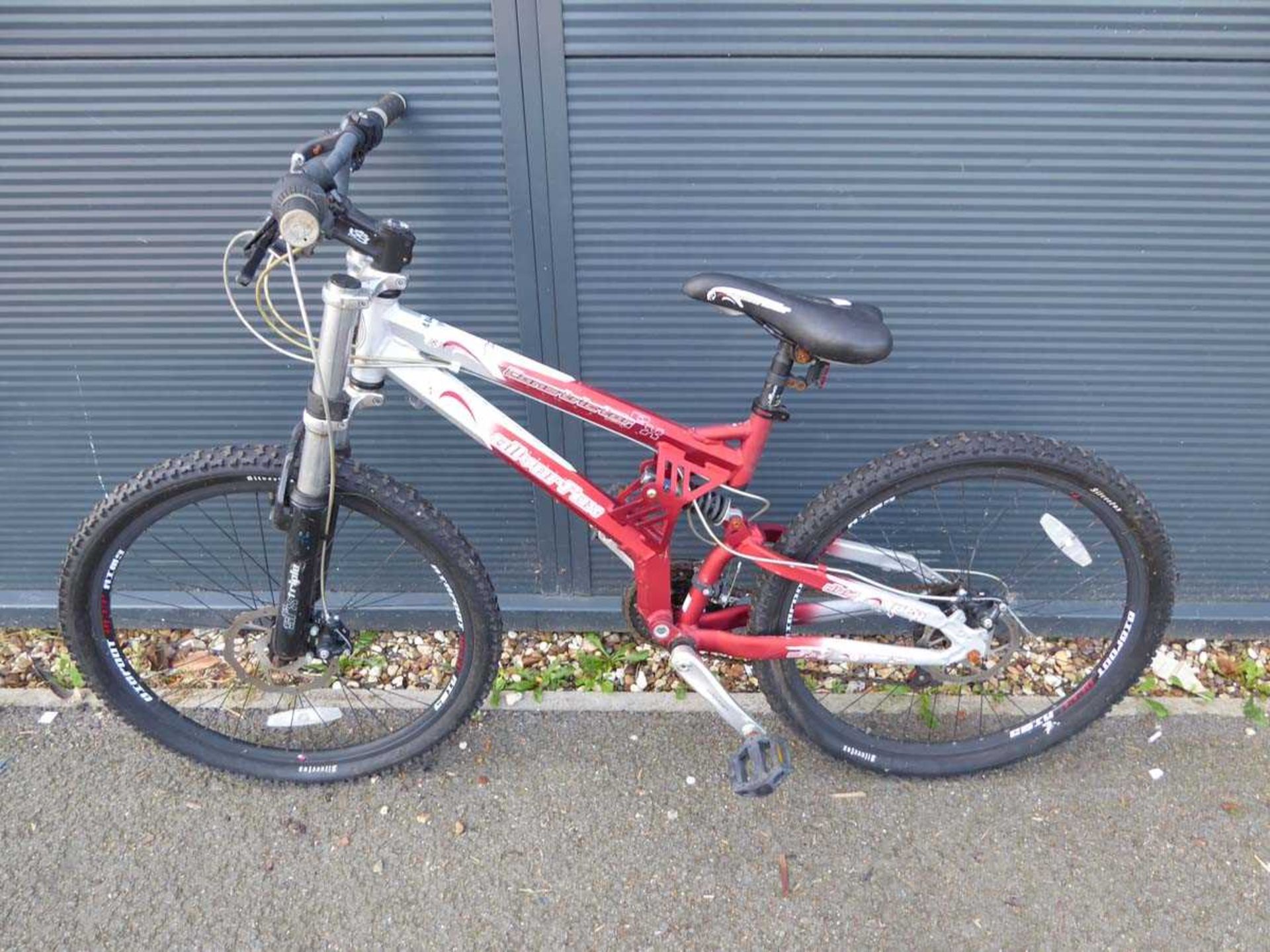 Silver fox red and white mountain bike