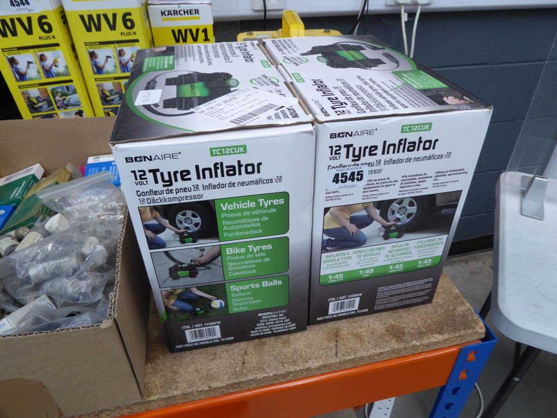 2 boxed Bonnair tyre inflators