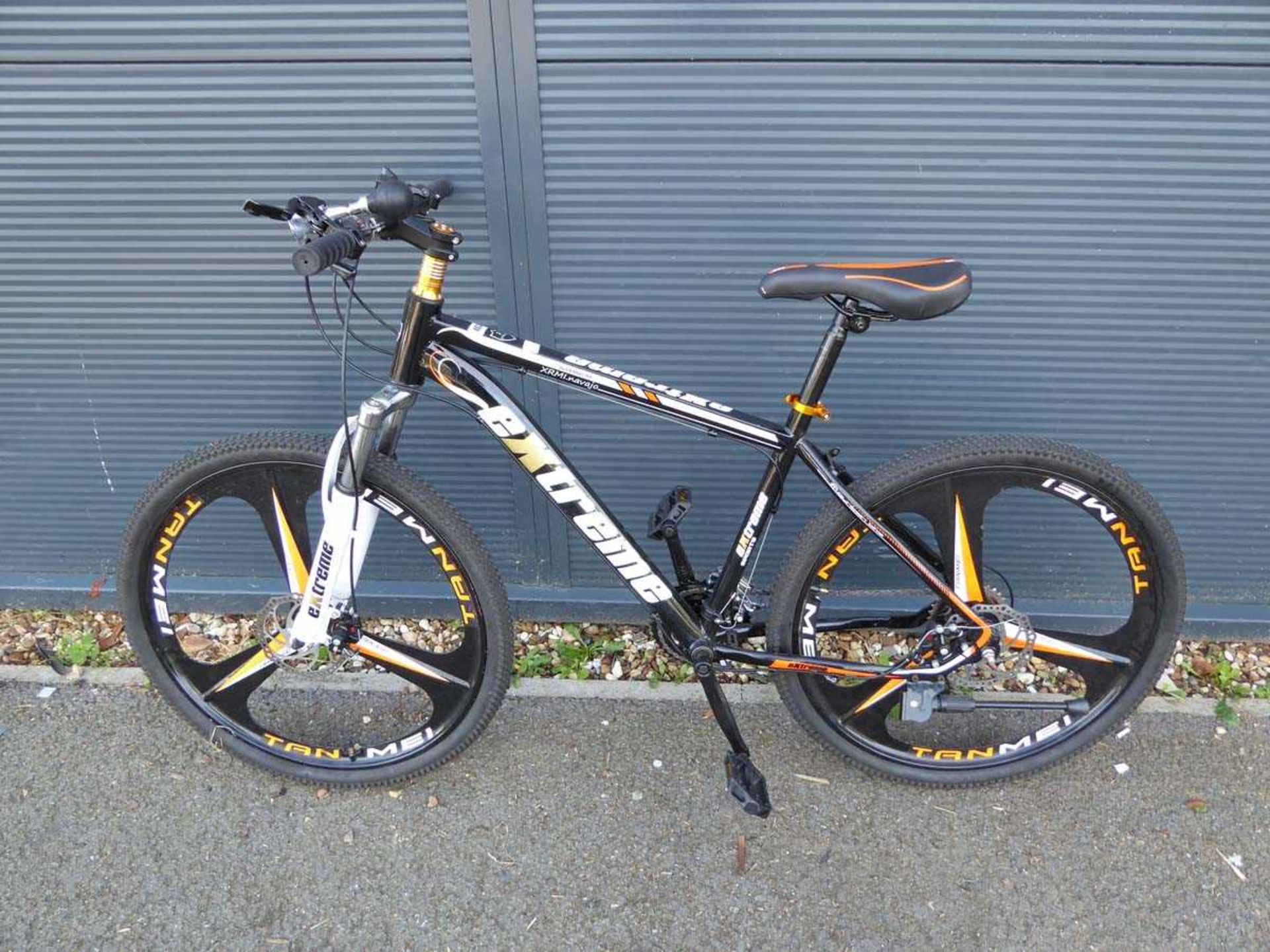 Stream black and orange mountain bike