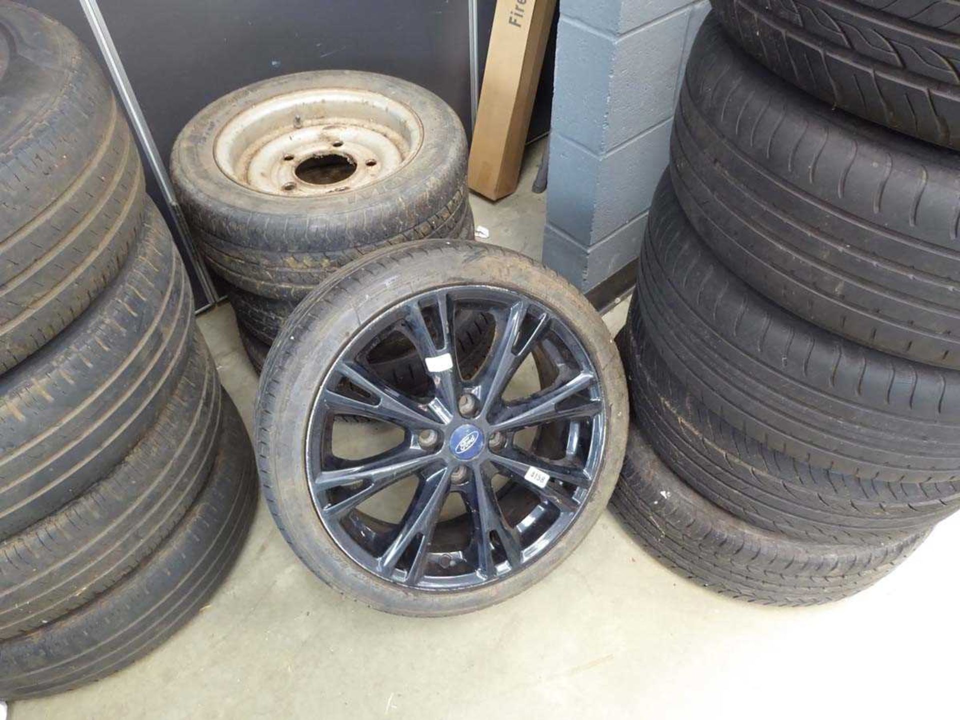 1 Ford alloy wheel and tyre and steel wheel and tyres