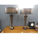 Pair of large hand crafted resin table lamps with shades