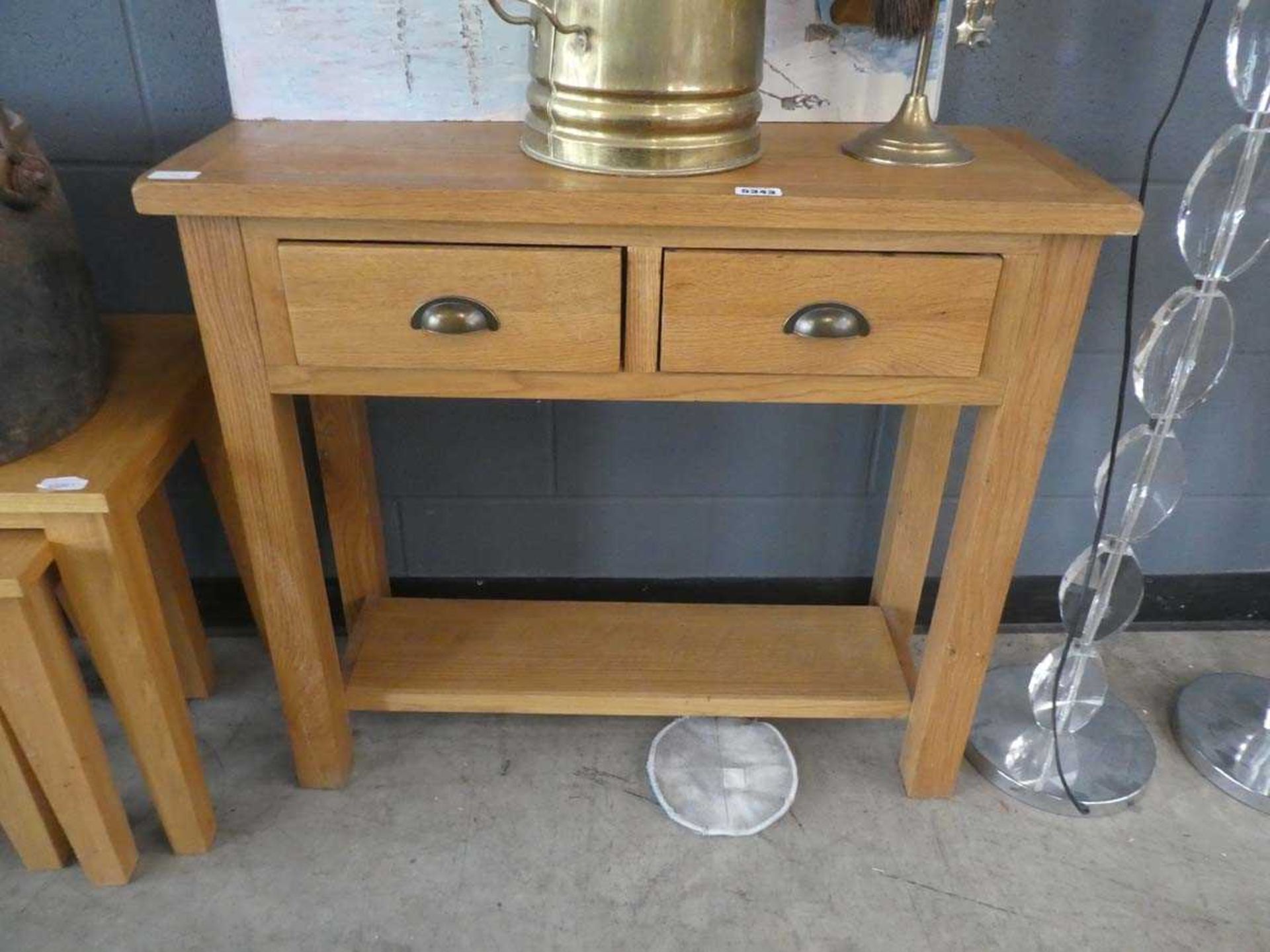 Oak two tier side table with drawer plus a TV stand