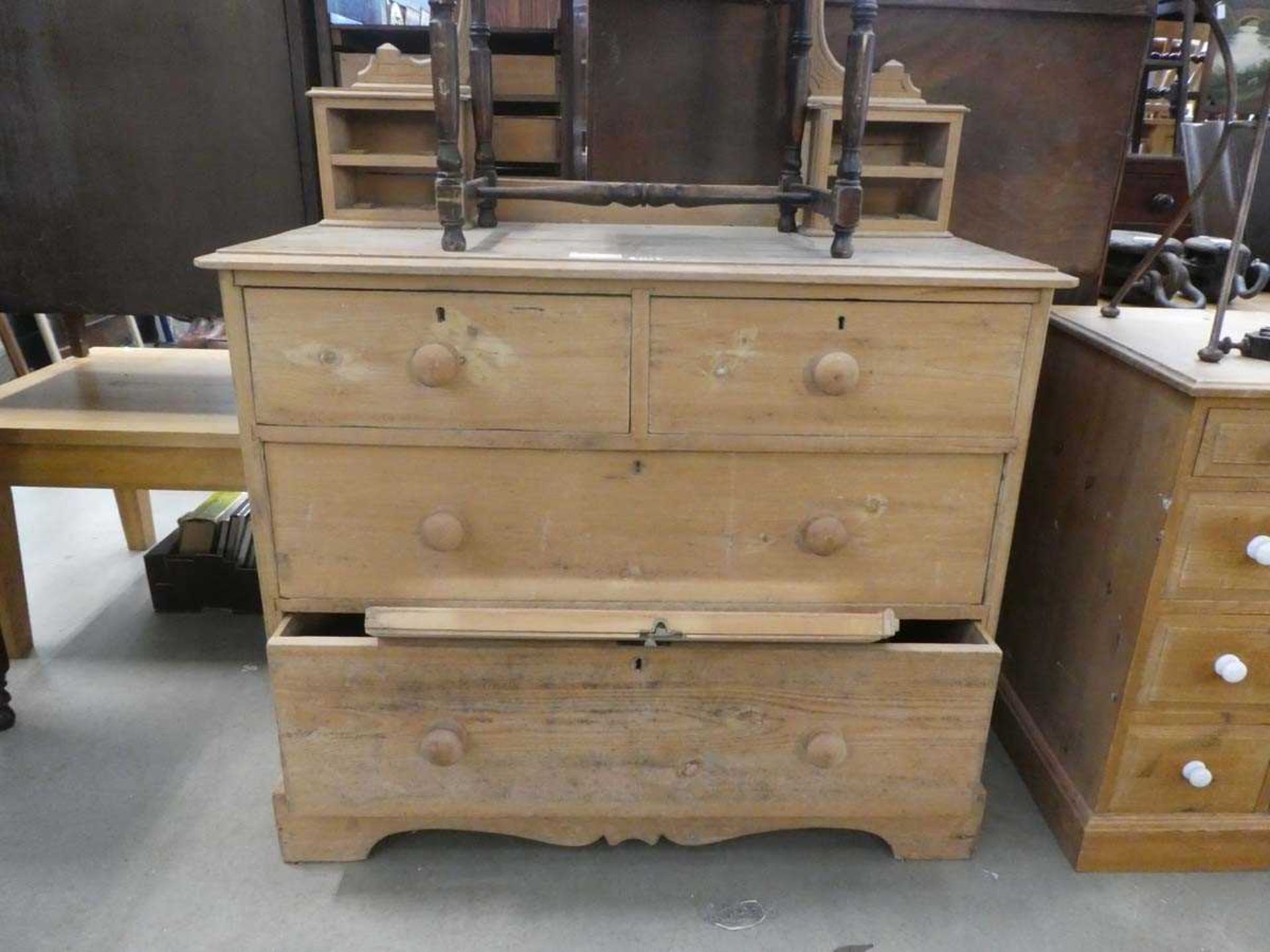 Stripped pine dressing chest