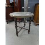 Brass tray table with barley twsit folding base