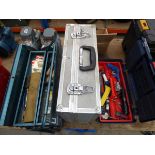 3 assorted toolboxes containing various small tools