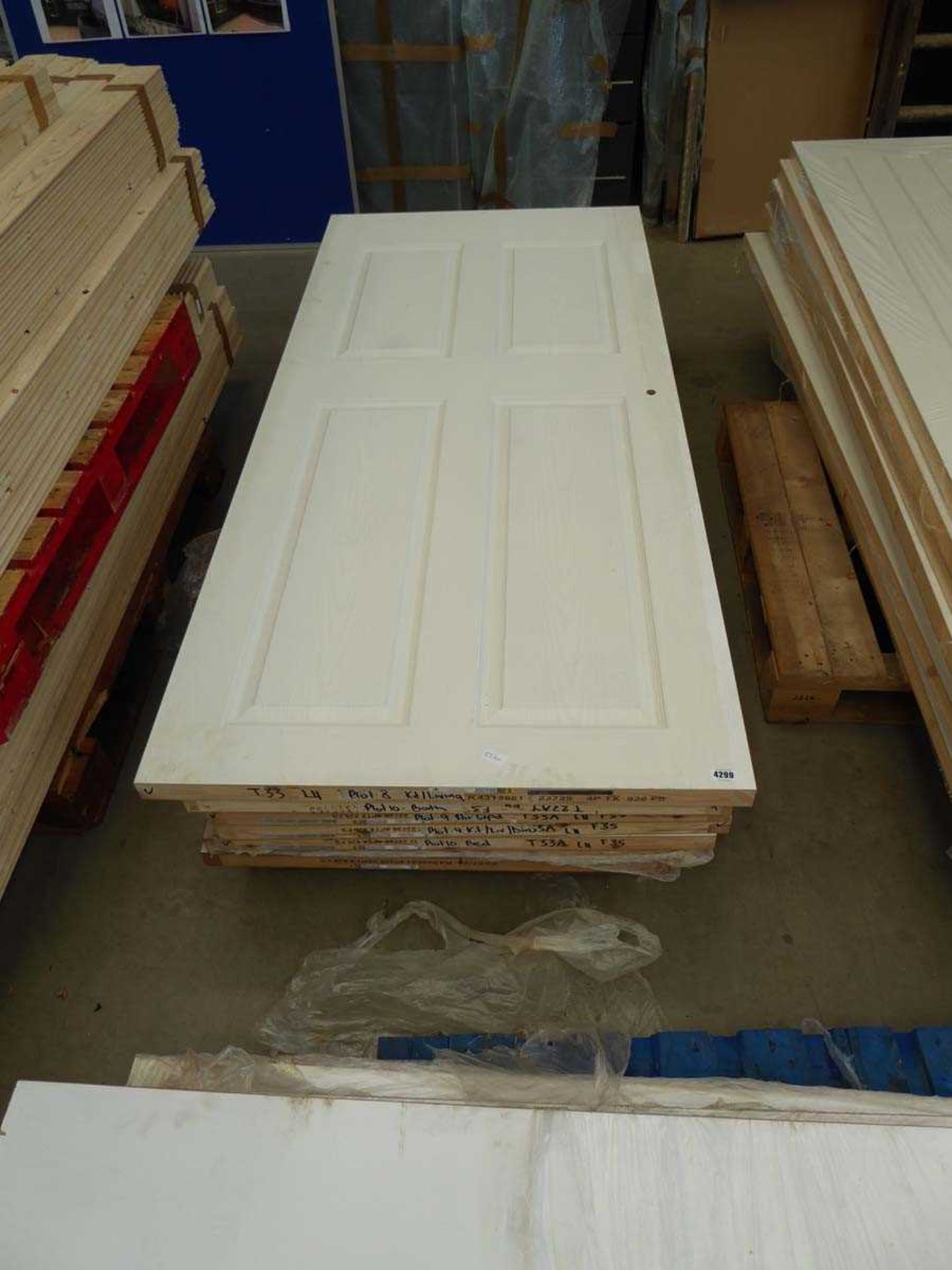 Qty of assorted white internal fire doors