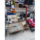 Small metal 2-wheel trolley and lifter