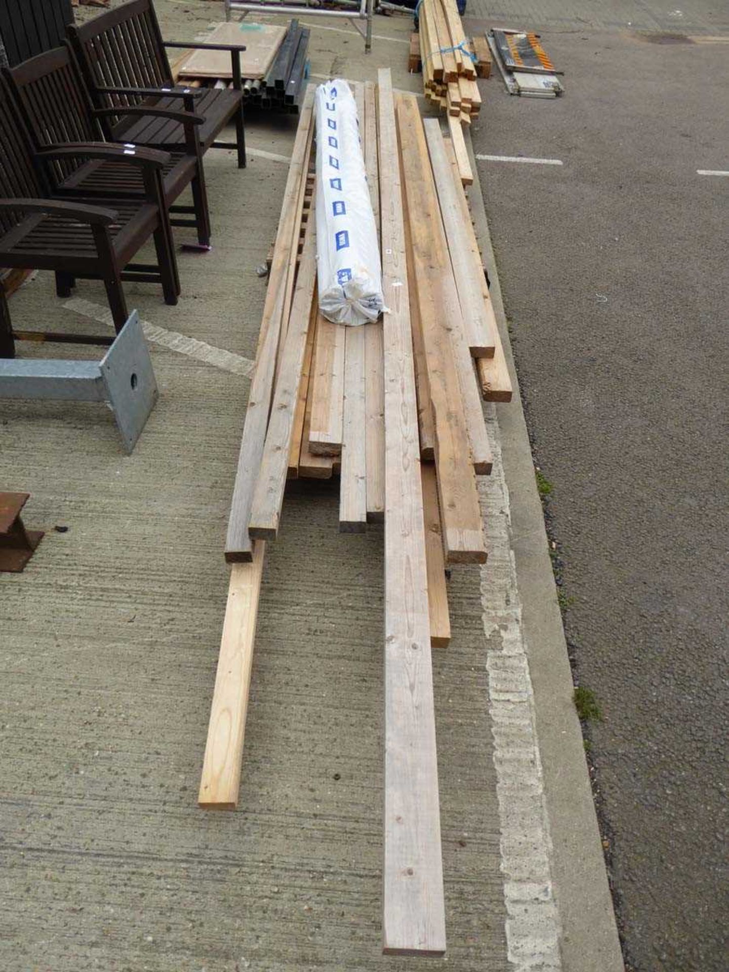 Pallet of long lengths of timber