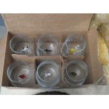 +VAT Box containing six novelty tumblers with glass animal figures to the base