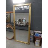 +VAT Narrow rectangular bevelled mirror in gilt frame