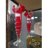 Pair of red glass vases