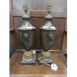 Pair of painted spelter table lamps