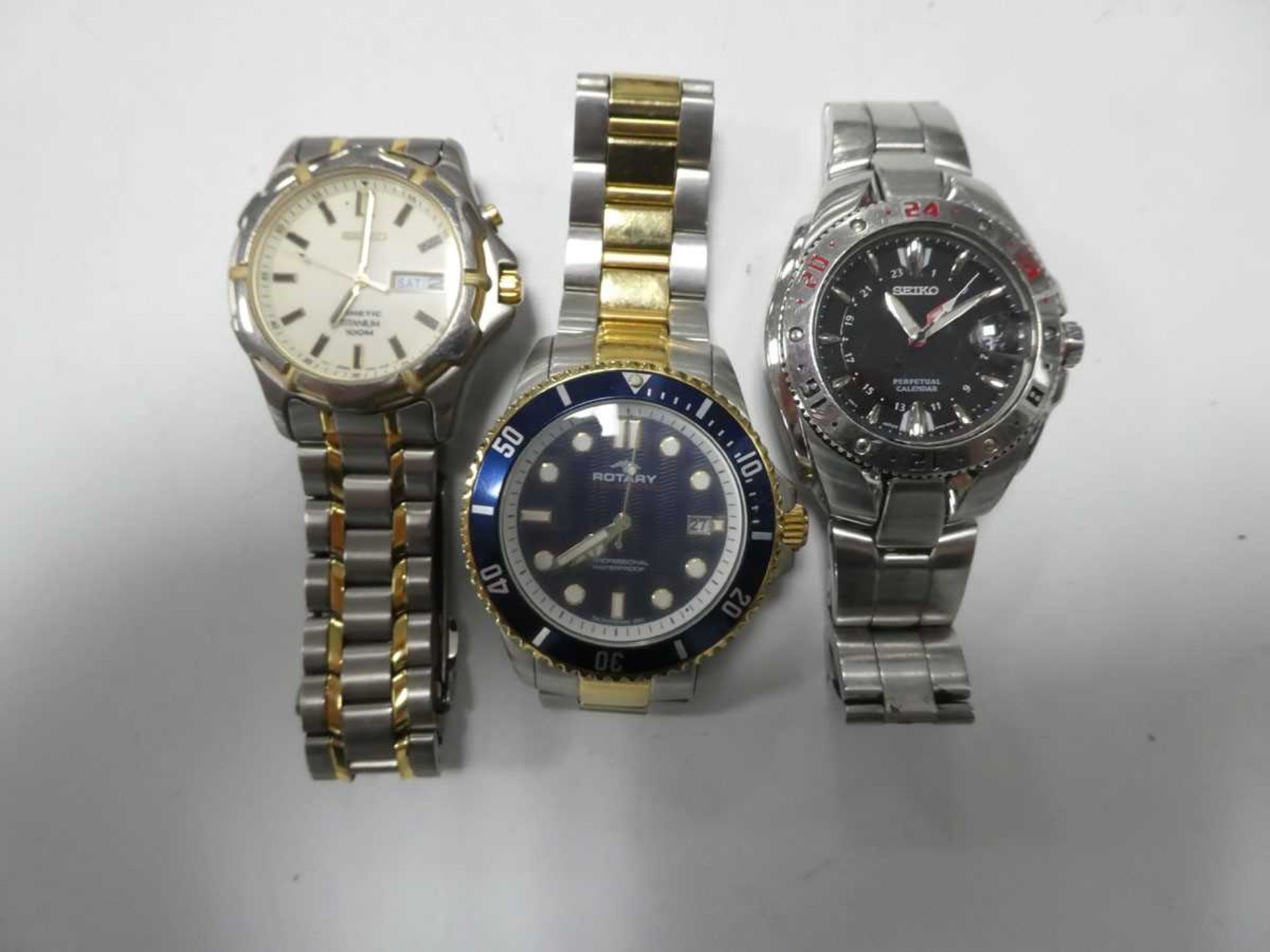 3 watches by Seiko and Rotary