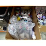 Large box containing infant milk products, canned drinks, coffee syrups etc